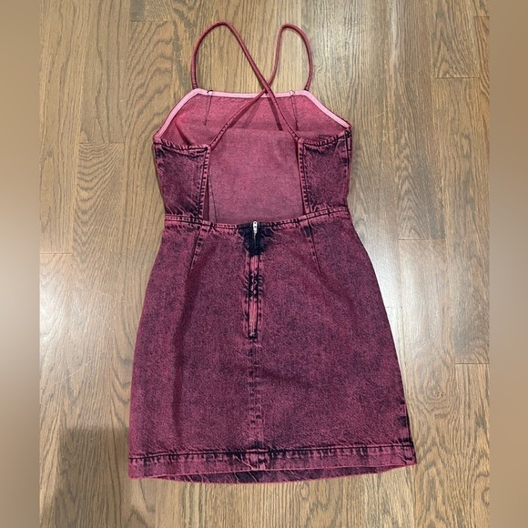 Topshop over dye denim dress in pink size 2 y2k Anthropologie J - Picture 8 of 13